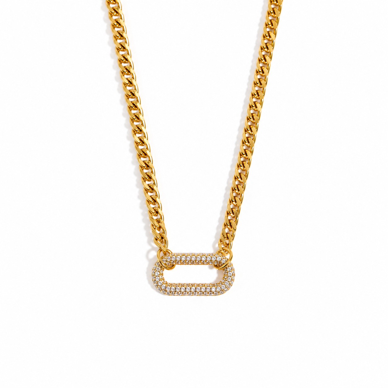 Noelle Pavé Link Necklace – Gold
