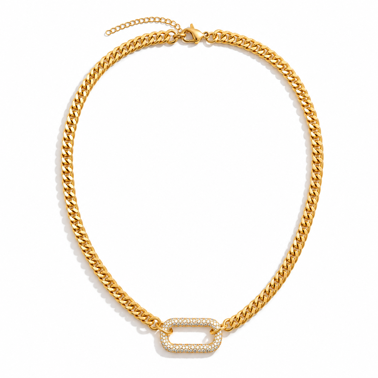 Noelle Pavé Link Necklace – Gold