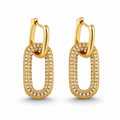 Pavé Link Earrings – Gold