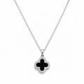 Noir & Ivory Clover Necklace – Silver