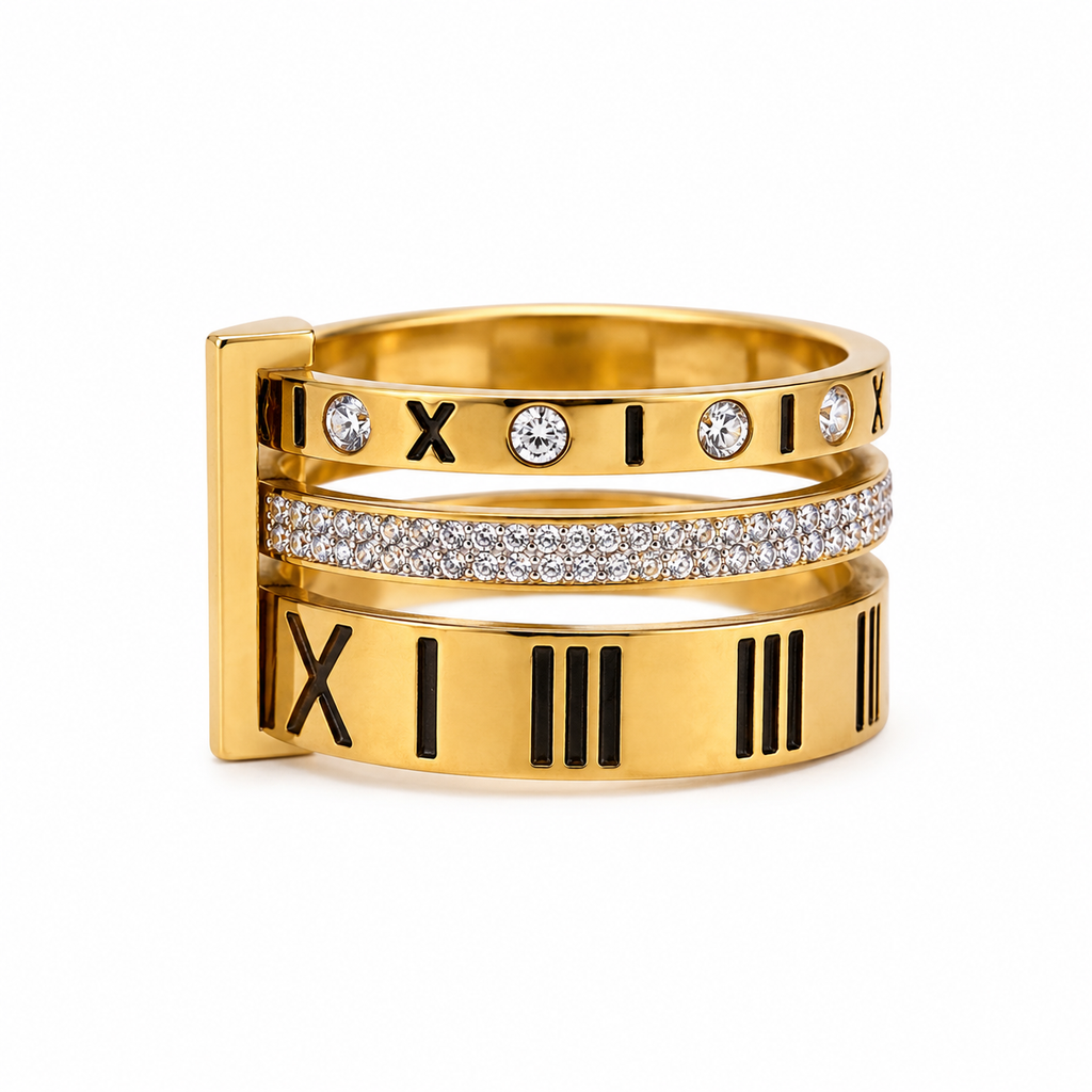 Roma Pavé Gold Ring Stack