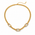 Serenity Pavé Link Necklace – Gold