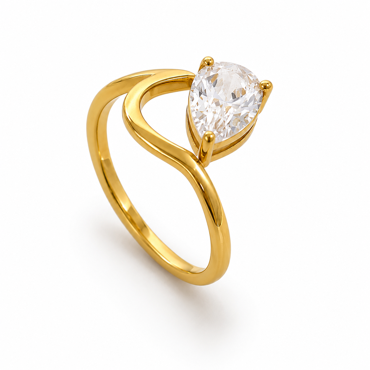 Isla Pear Wave Ring