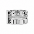 Roma Pavé Silver Ring Stack