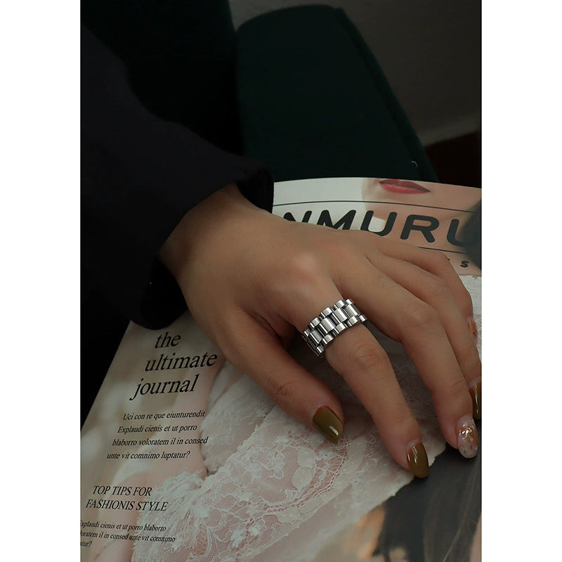 Monaco Link Statement Ring – Silver