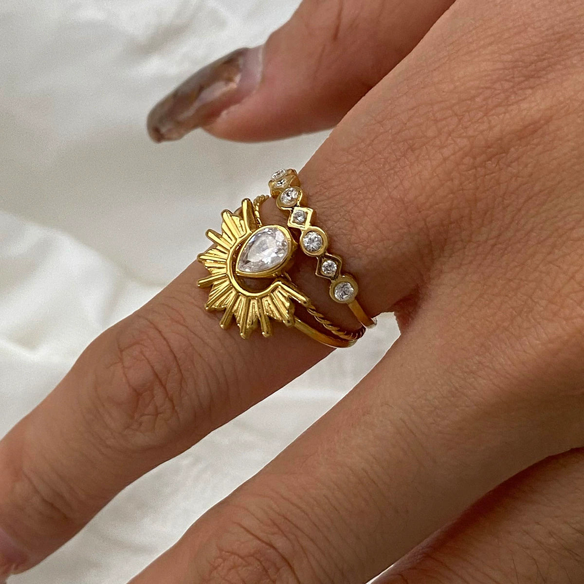 Sunburst Ring Stack
