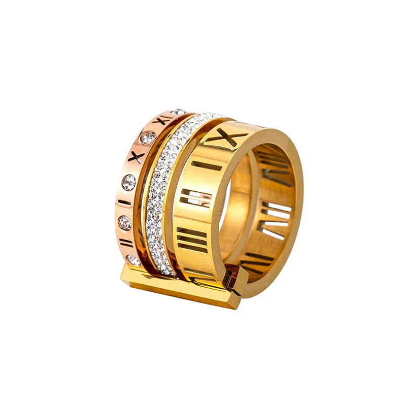 Roma Pavé Rose Ring Stack