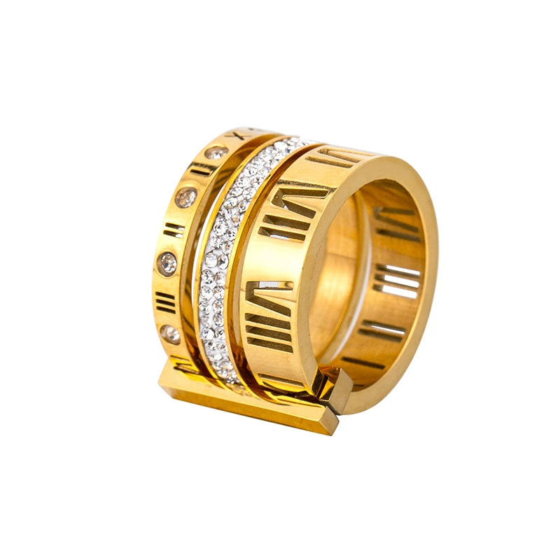 Roma Pavé Gold Ring Stack