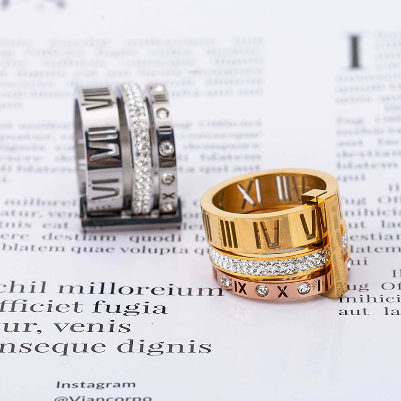 Roma Pavé Rose Ring Stack